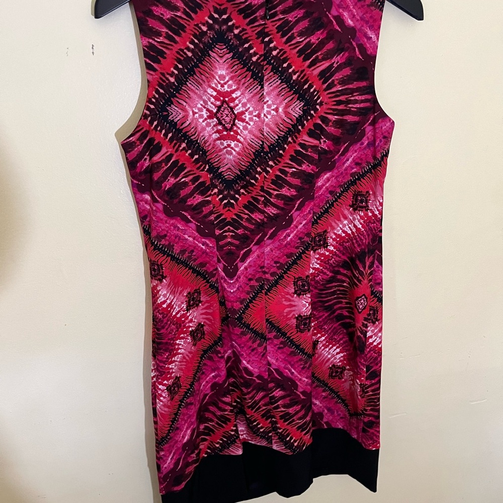 AB Studio Vibrant Pink and Black Geometric Mini Dress - Picture 3 of 6